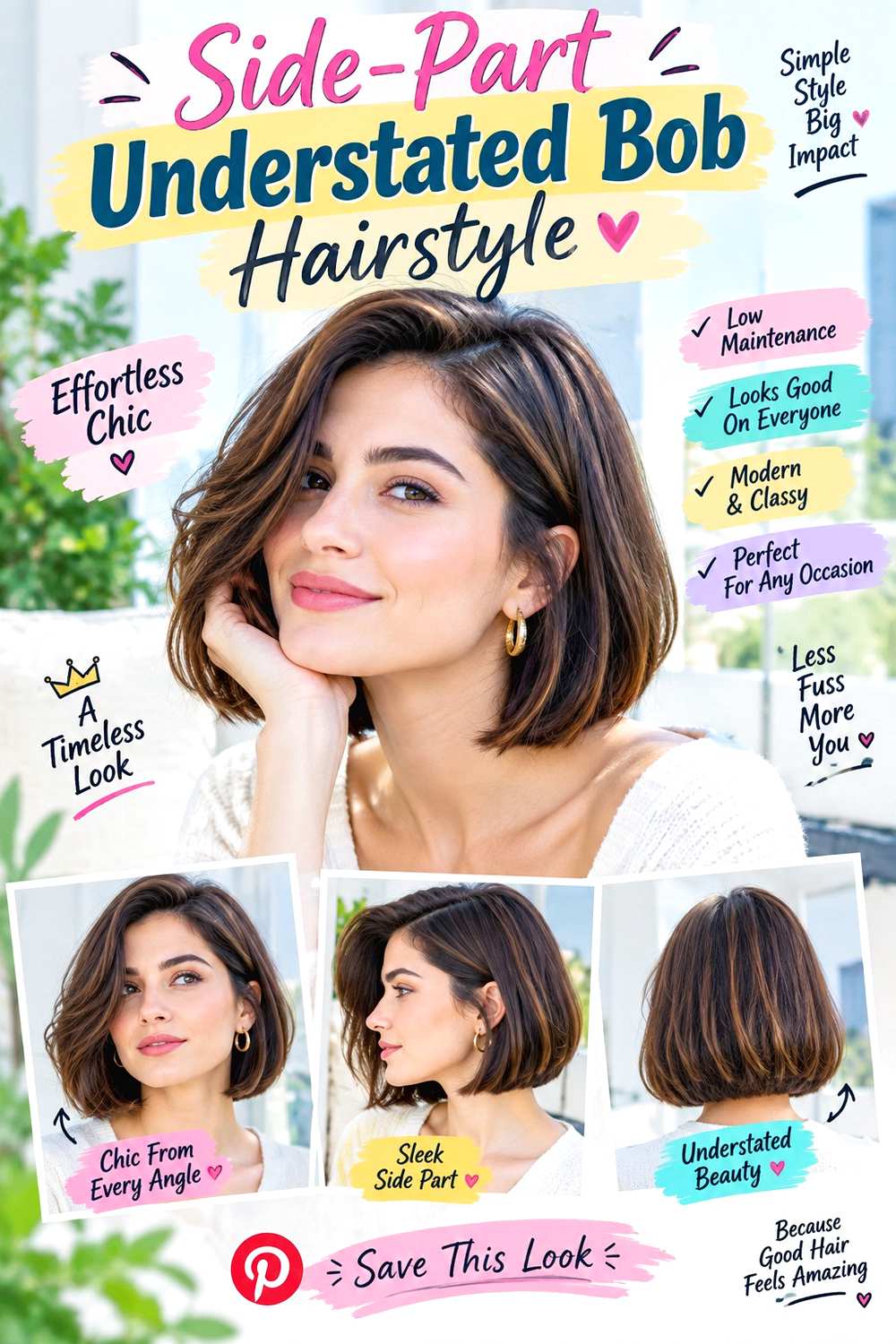 Side-Part Understated Bob Hairstyle