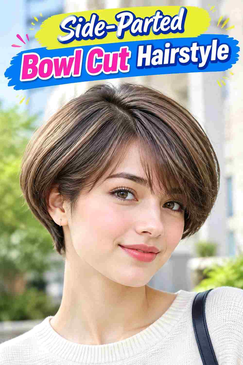 Side-Parted Bowl Cut Hairstyle