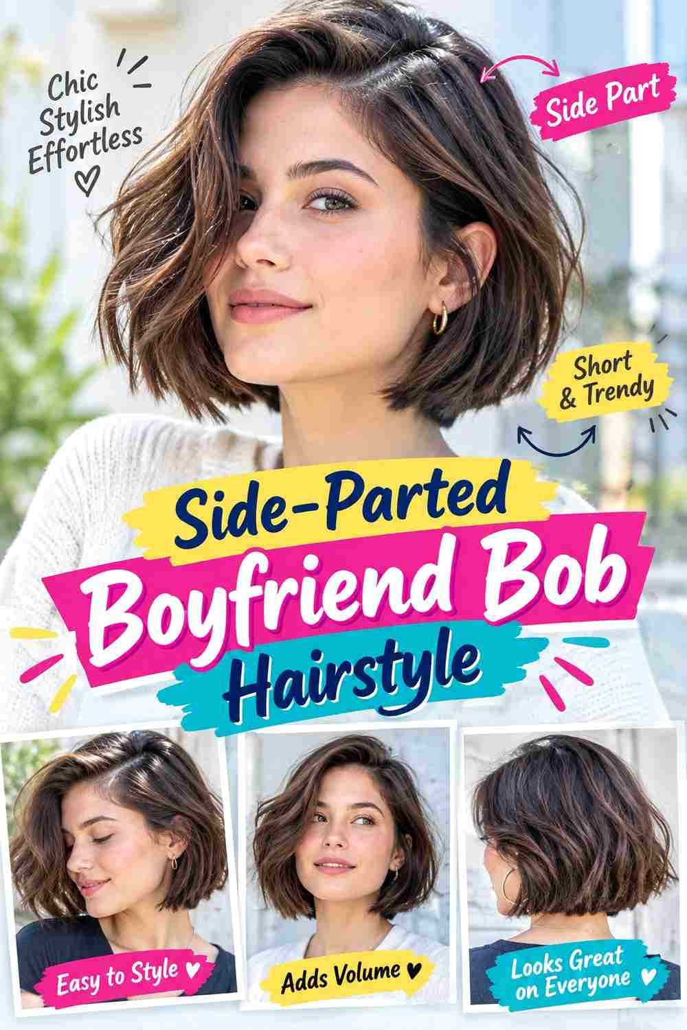 Side-Parted Boyfriend Bob Hairstyle