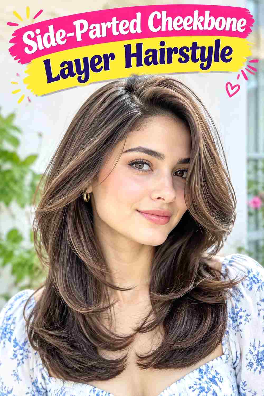 Side-Parted Cheekbone Layer Hairstyle