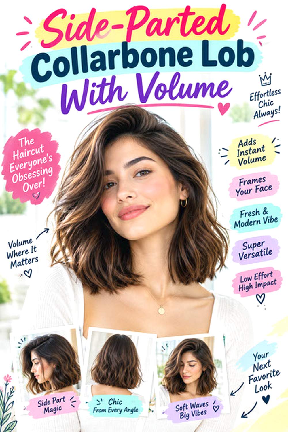 Side-Parted Collarbone Lob With Volume