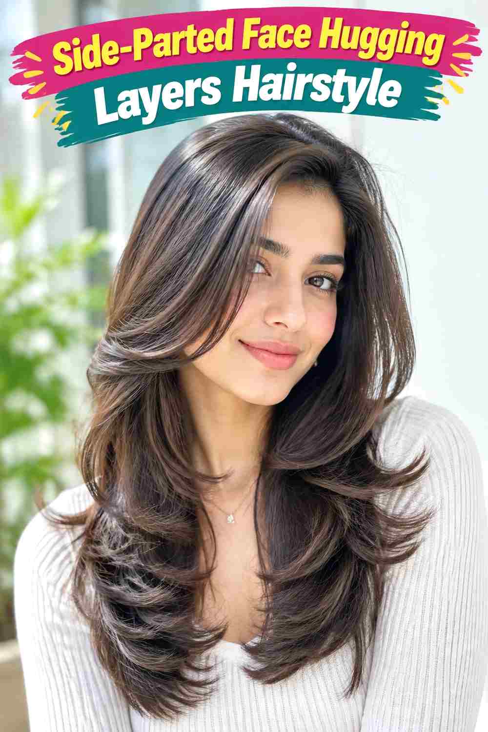 Side-Parted Face Hugging Layers Hairstyle