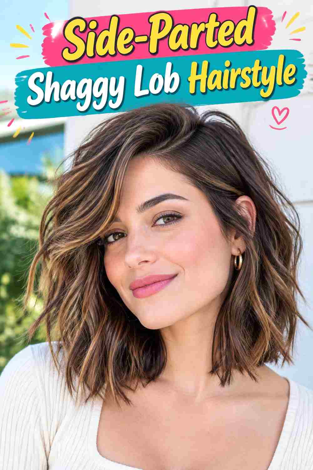 Side-Parted Shaggy Lob Hairstyle