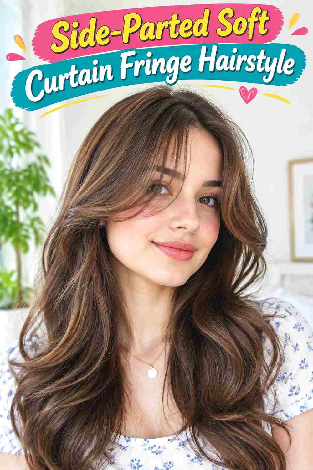 Side-Parted Soft Curtain Fringe Hairstyle