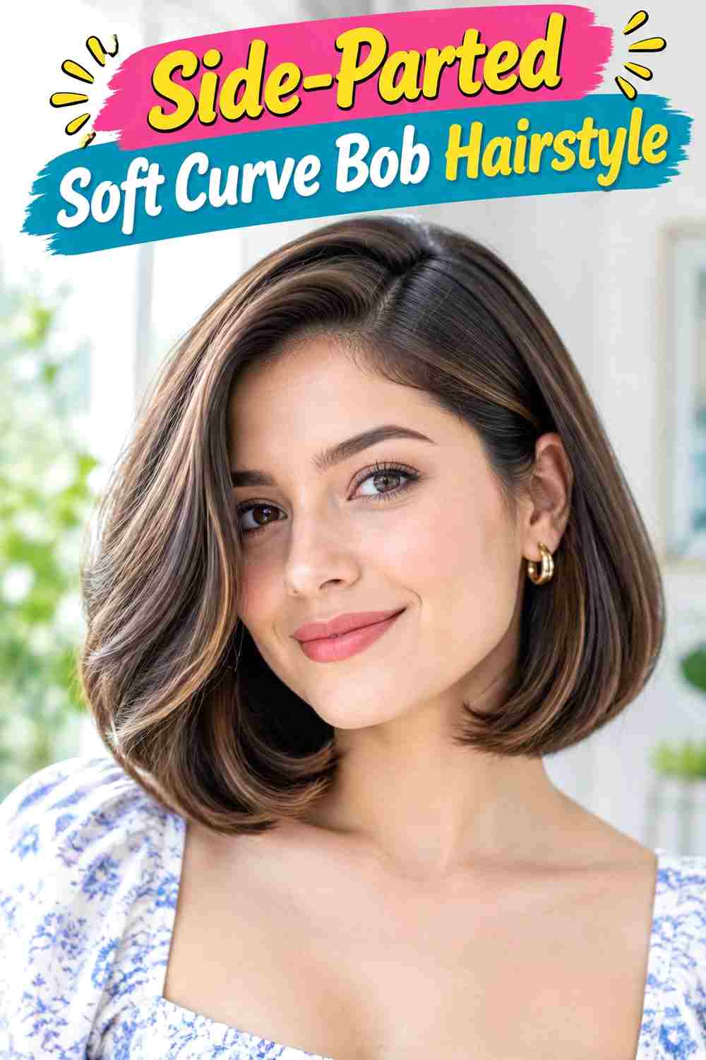 Side-Parted Soft Curve Bob Hairstyle