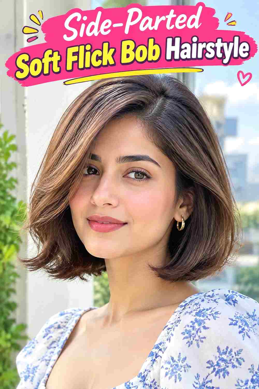 Side-Parted Soft Flick Bob Hairstyle