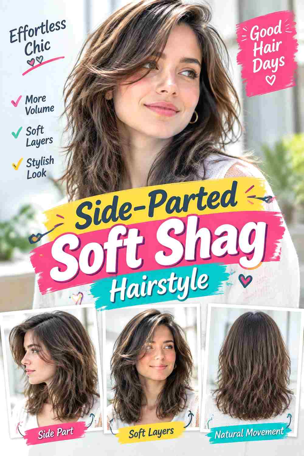Side-Parted Soft Shag Hairstyle