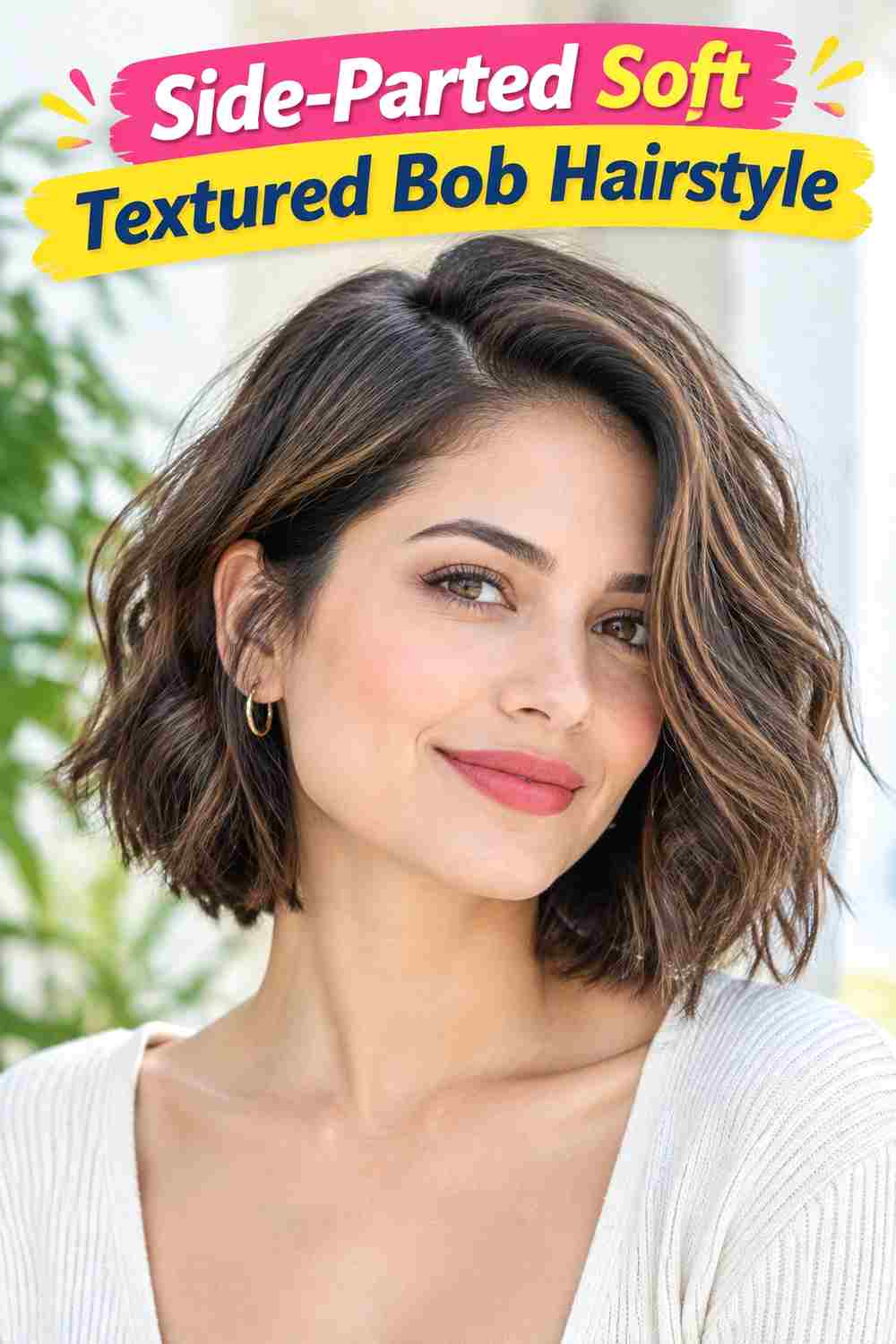Side-Parted Soft Textured Bob Hairstyle