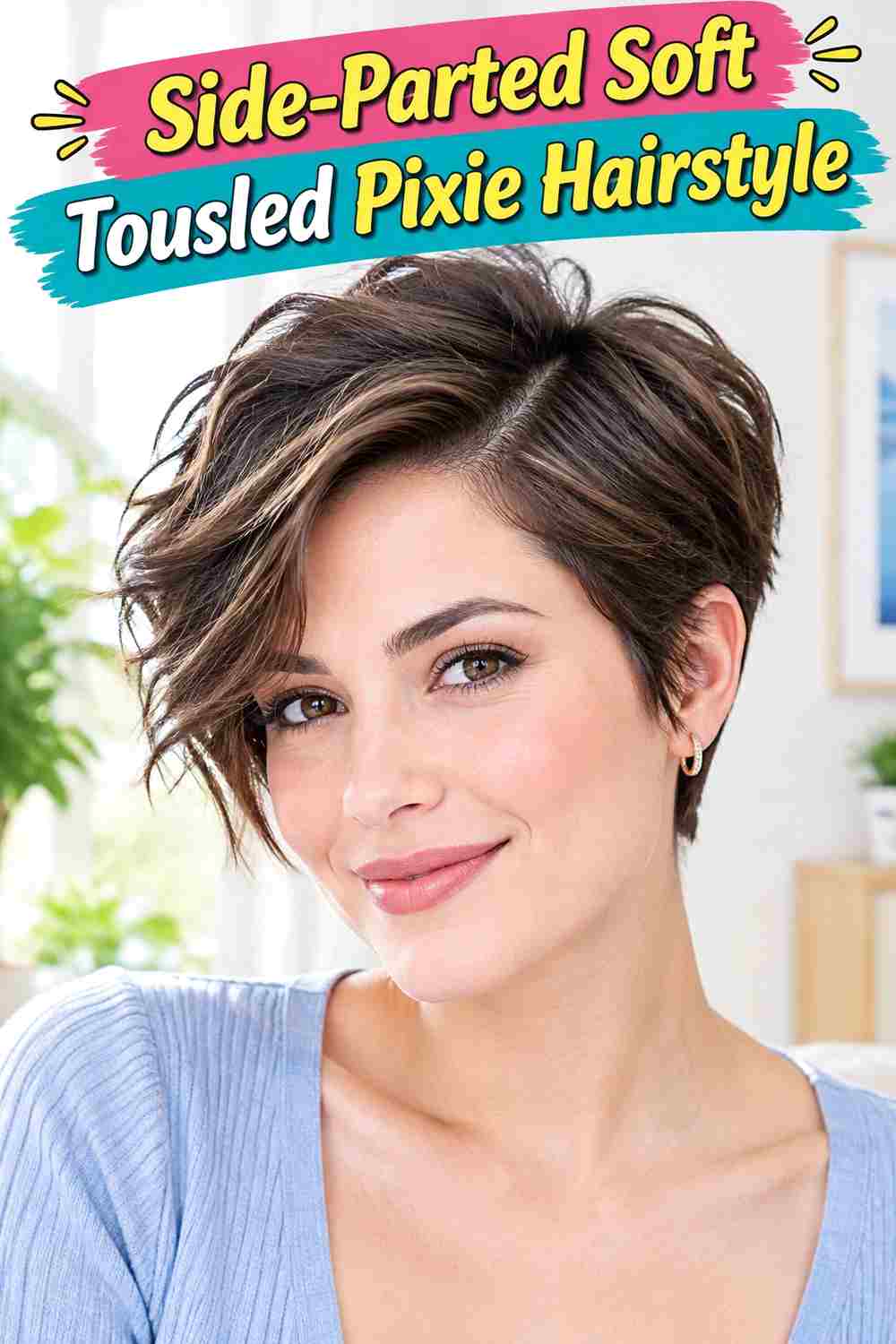 Side-Parted Soft Tousled Pixie Hairstyle