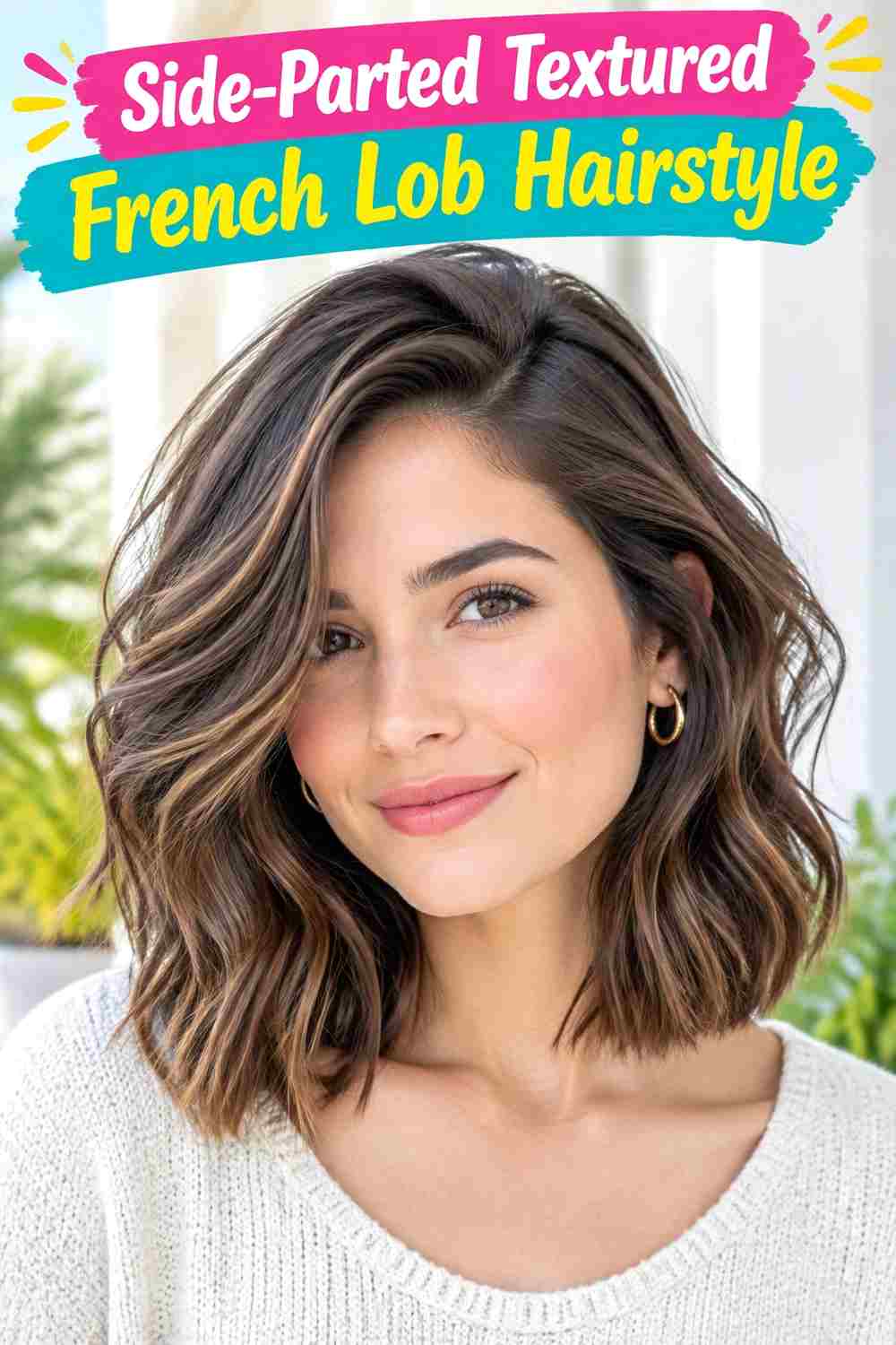 Side-Parted Textured French Lob Hairstyle
