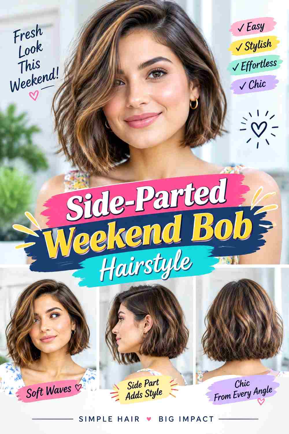 Side-Parted Weekend Bob Hairstyle