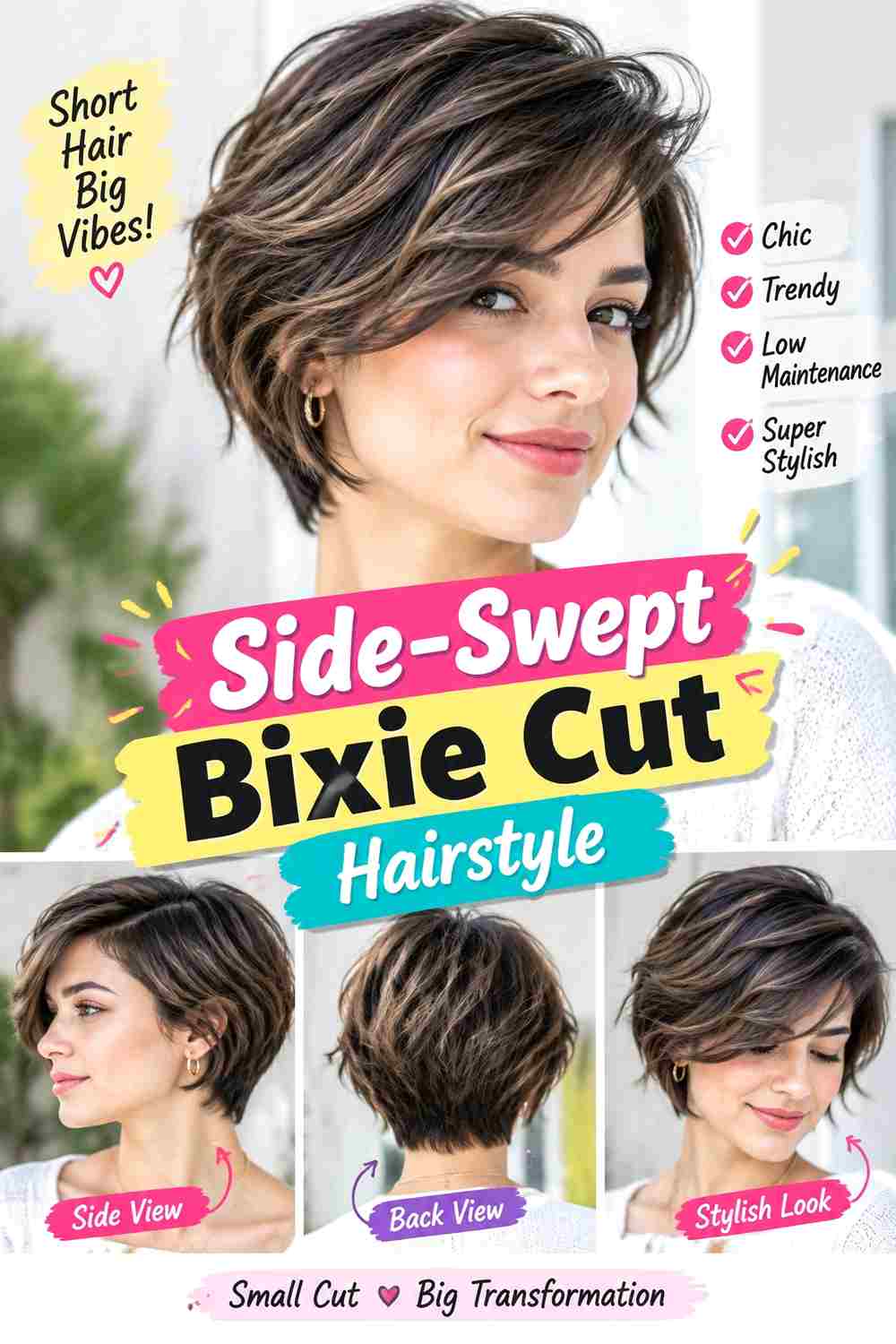 Side-Swept Bixie Cut Hairstyle