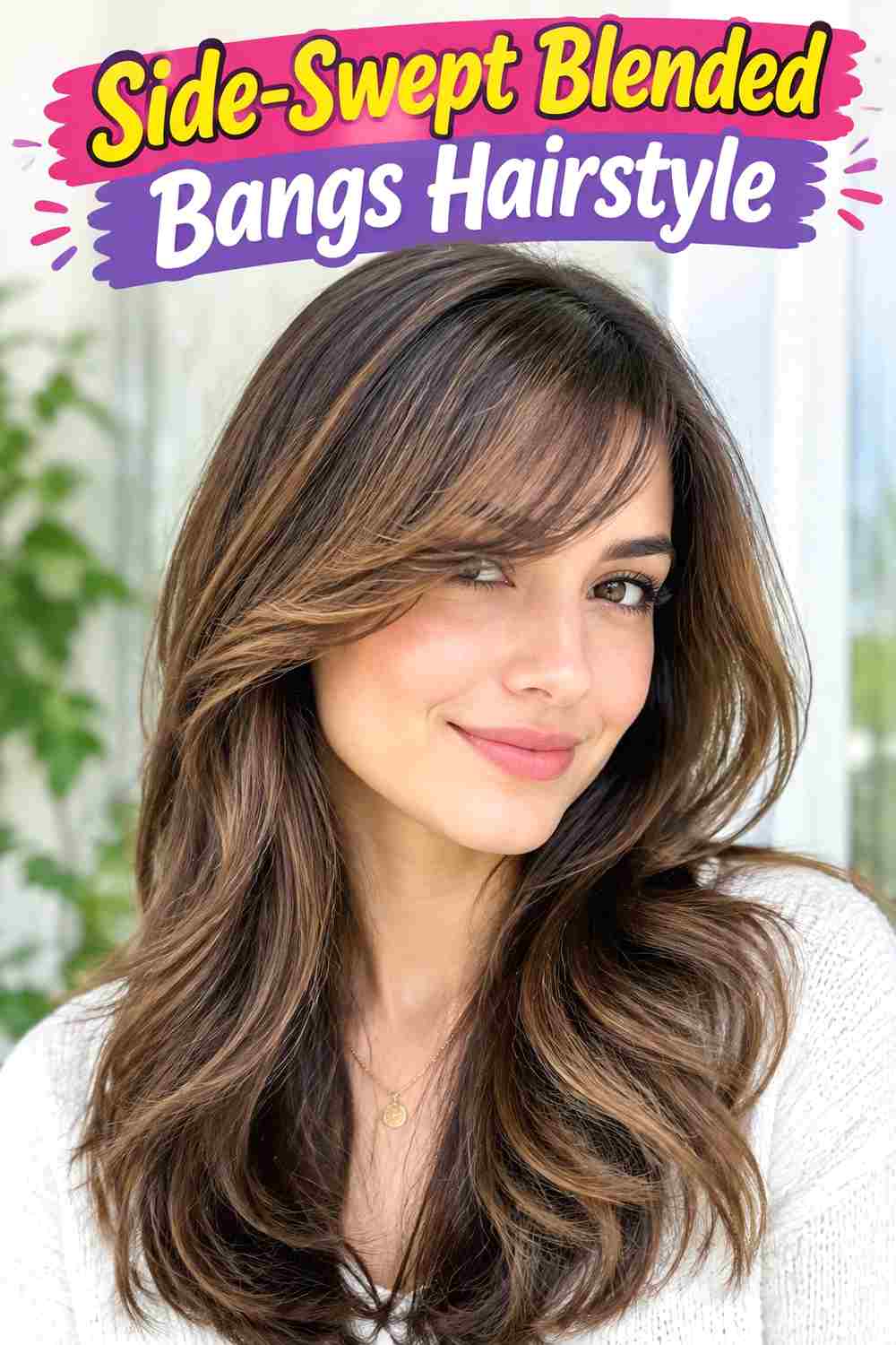 Side-Swept Blended Bangs Hairstyle