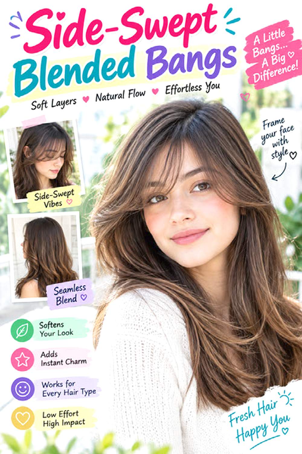 Side-Swept Blended Bangs