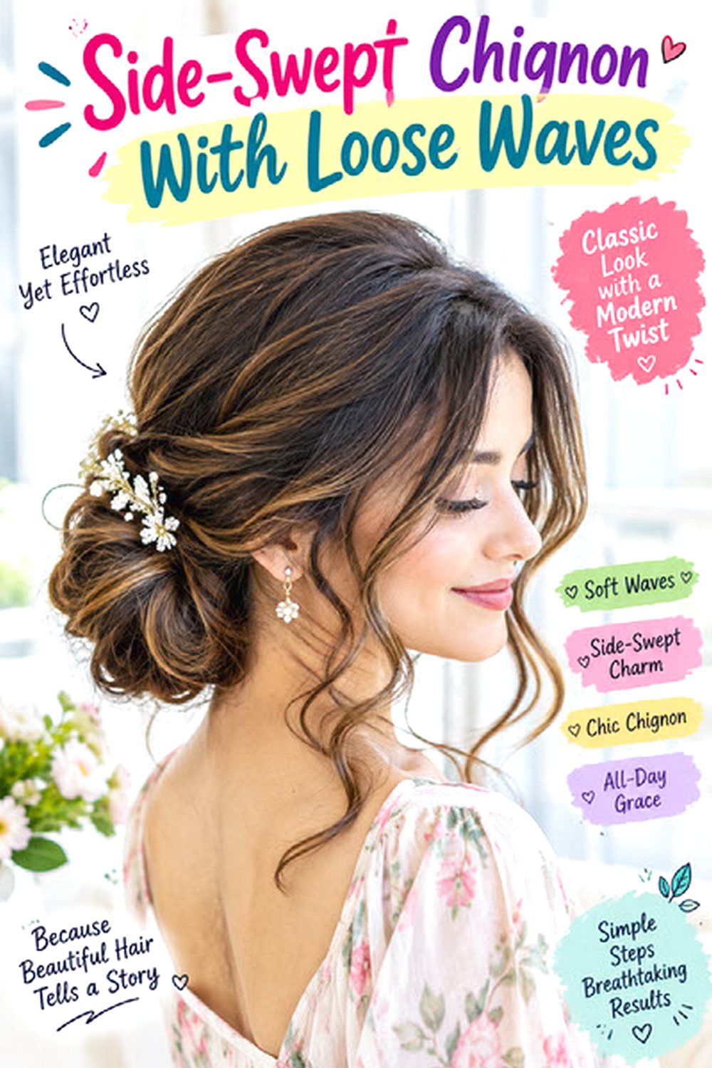Side-Swept Chignon With Loose Waves