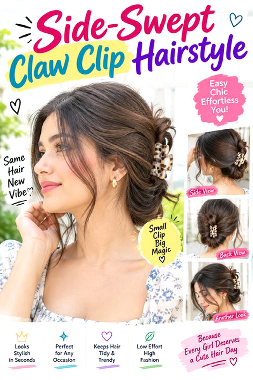 Side-Swept Claw Clip Hairstyle Hairstyle