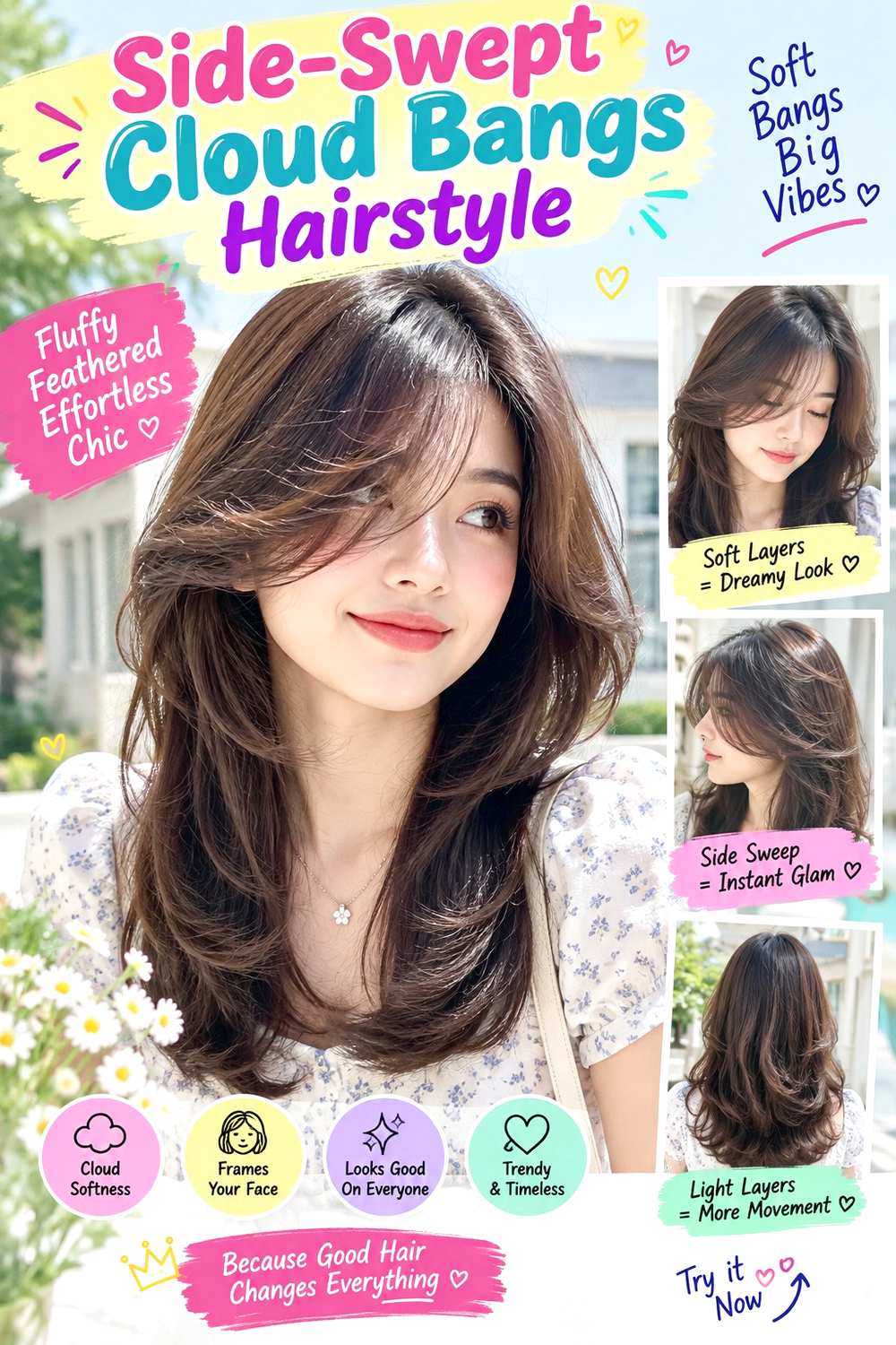 Side-Swept Cloud Bangs Hairstyle ()