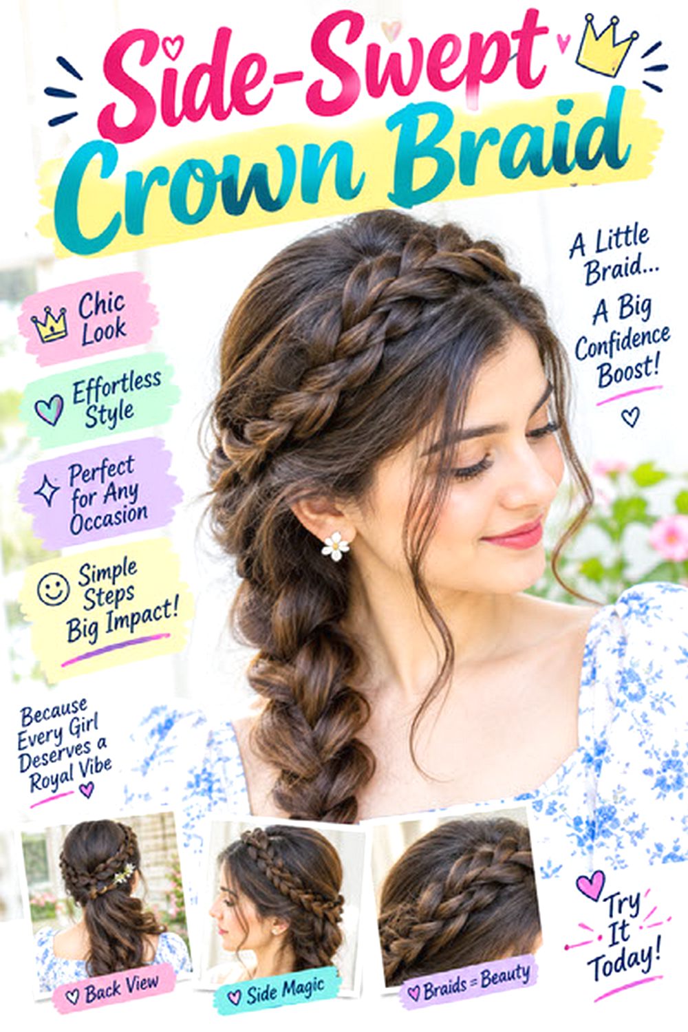 Side-Swept Crown Braid hairstyle