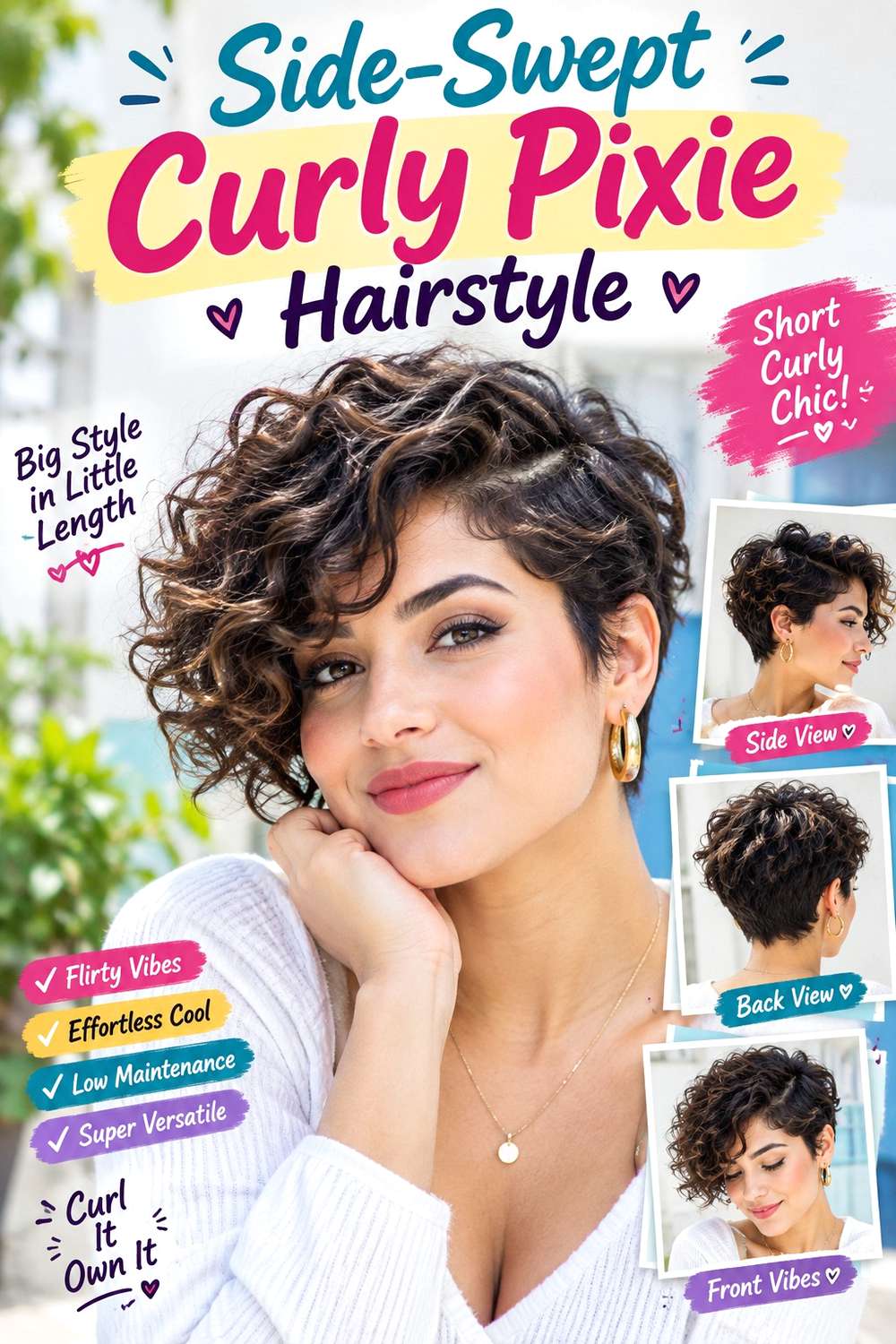 Side-Swept Curly Pixie Hairstyle