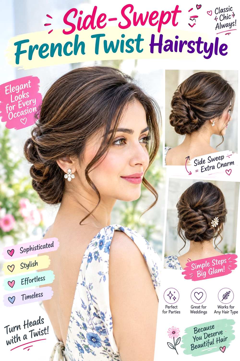 Side-Swept French Twist Hairstyle