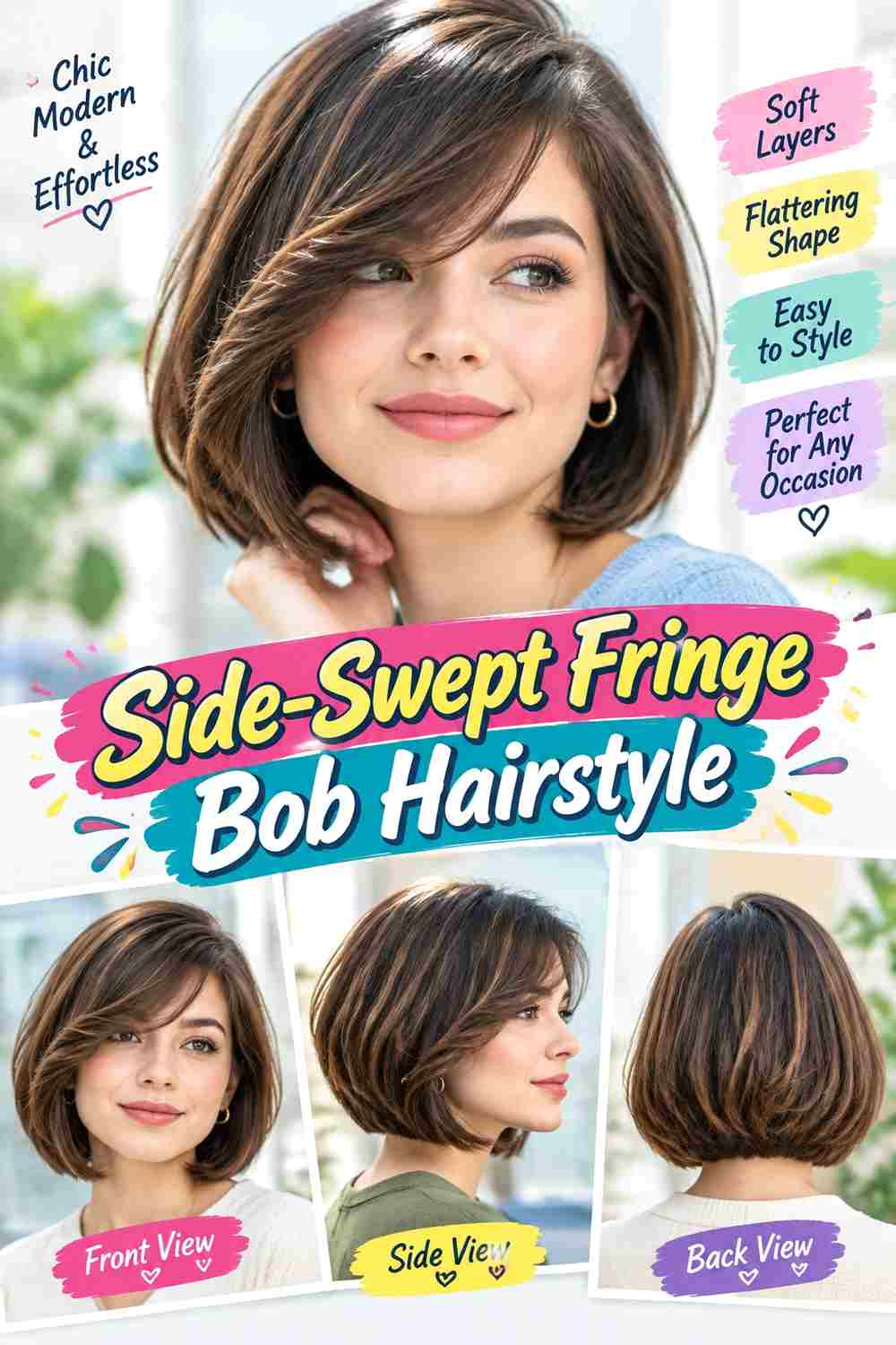 Side-Swept Fringe Bob Hairstyle
