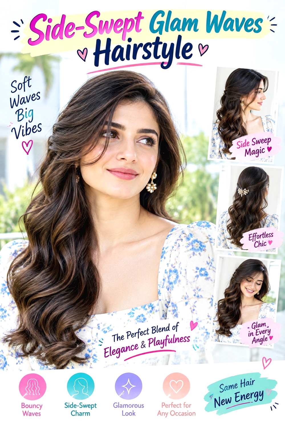 Side-Swept Glam Waves Hairstyle