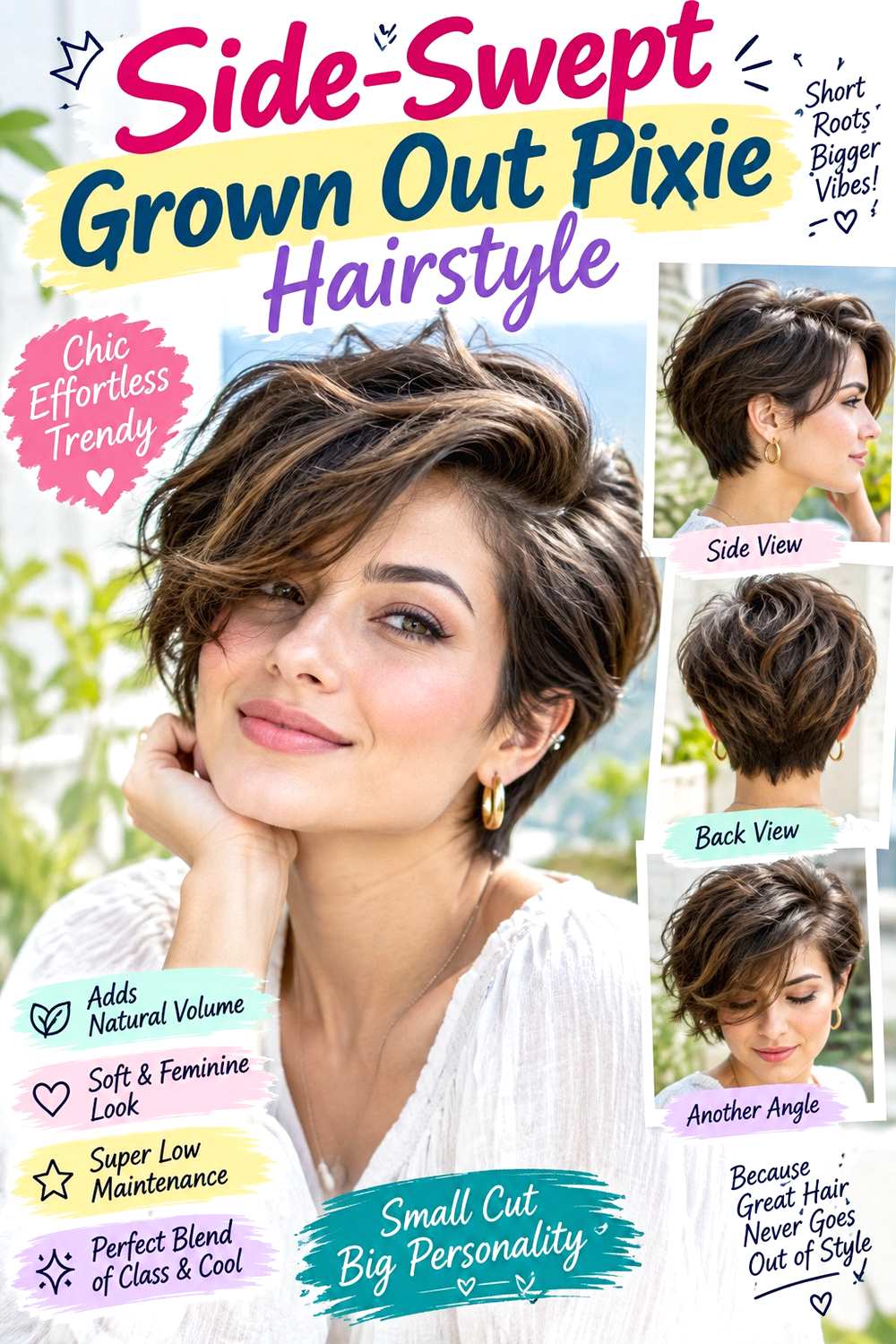 Side-Swept Grown Out Pixie Hairstyle