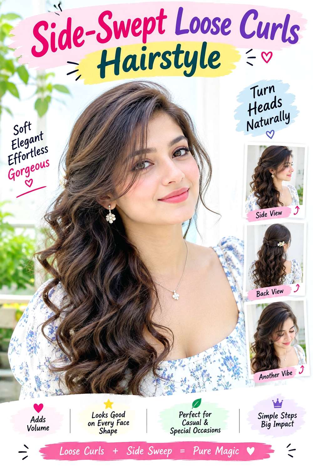 Side-Swept Loose Curls Hairstyle