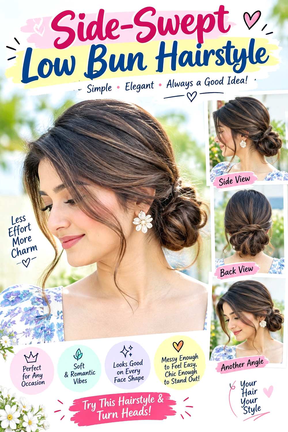 Side-Swept Low Bun Hairstyle