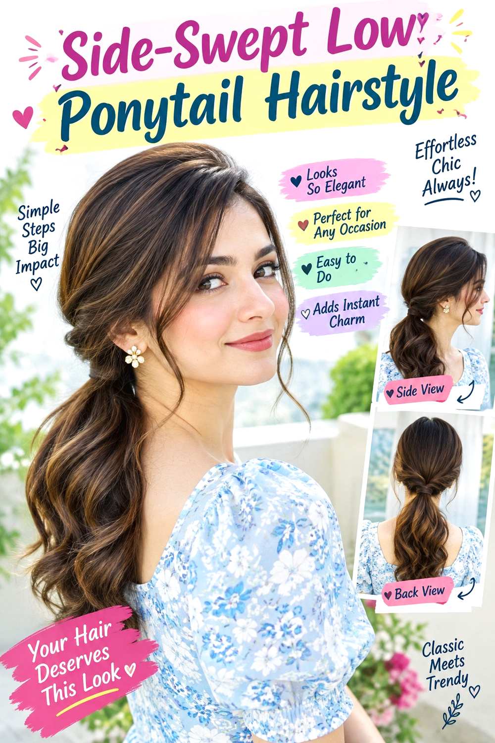 Side-Swept Low Ponytail Hairstyle