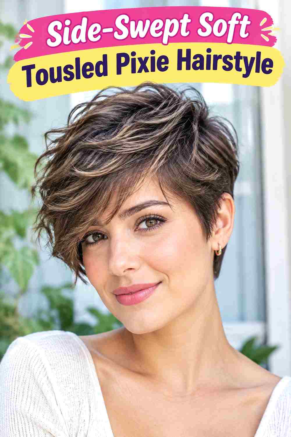 Side-Swept Soft Tousled Pixie Hairstyle