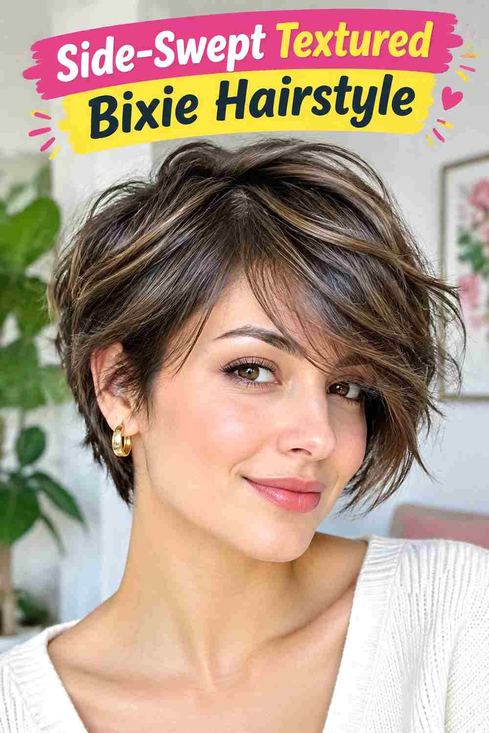 Side-Swept Textured Bixie Hairstyle