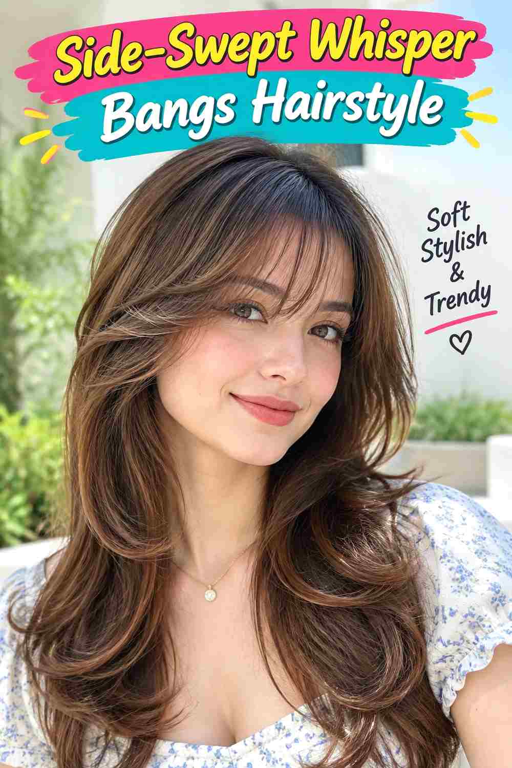 Side-Swept Whisper Bangs Hairstyle