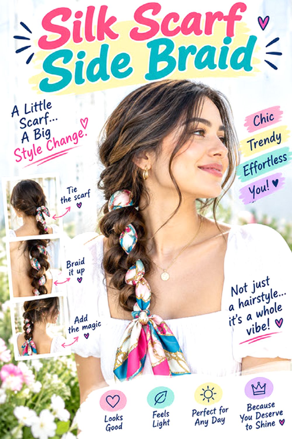 Silk Scarf Side Braid hairstyle