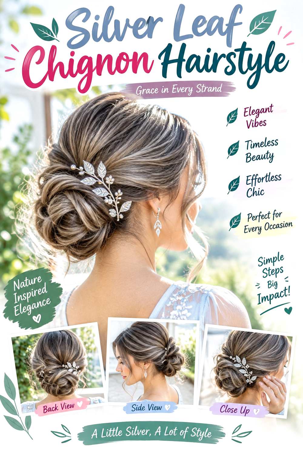 Silver Leaf Chignon Hairstyle
