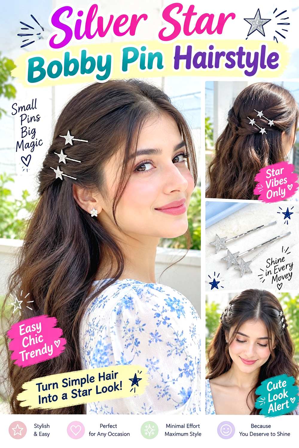 Silver Star Bobby Pin Hairstyle