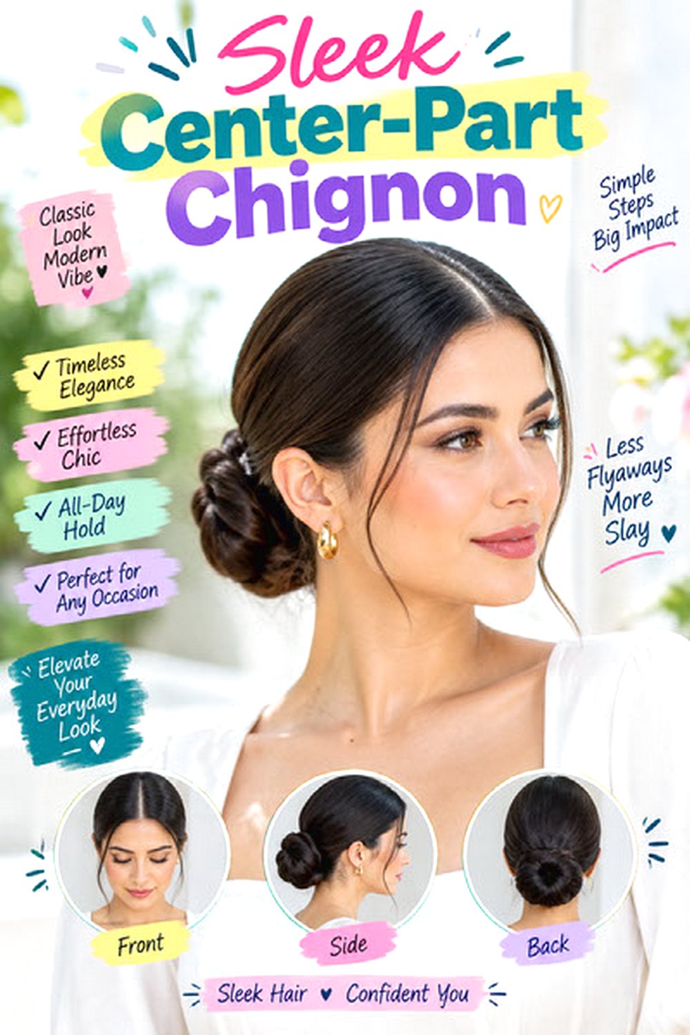 Sleek Center-Part Chignon