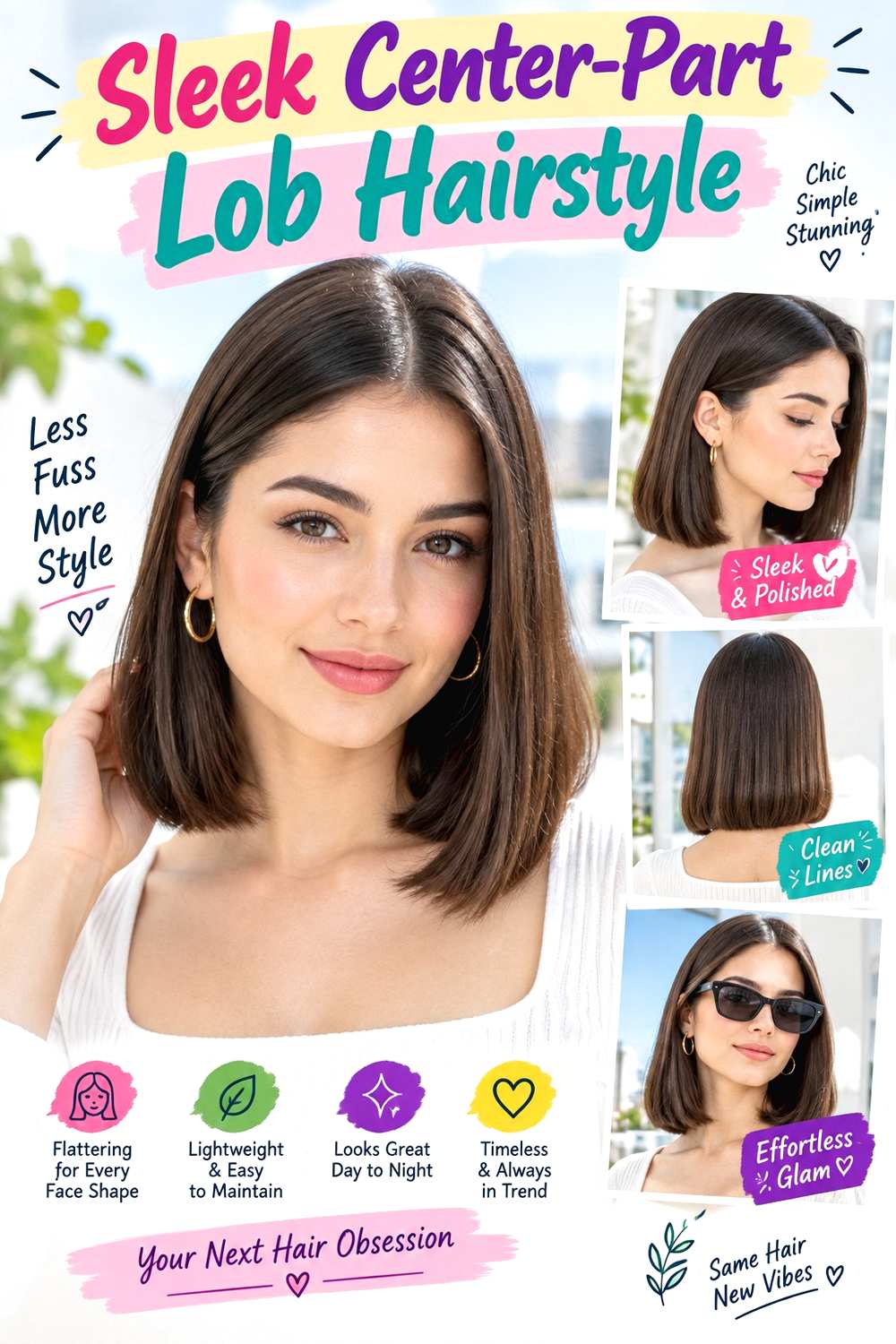 Sleek Center-Part Lob Hairstyle