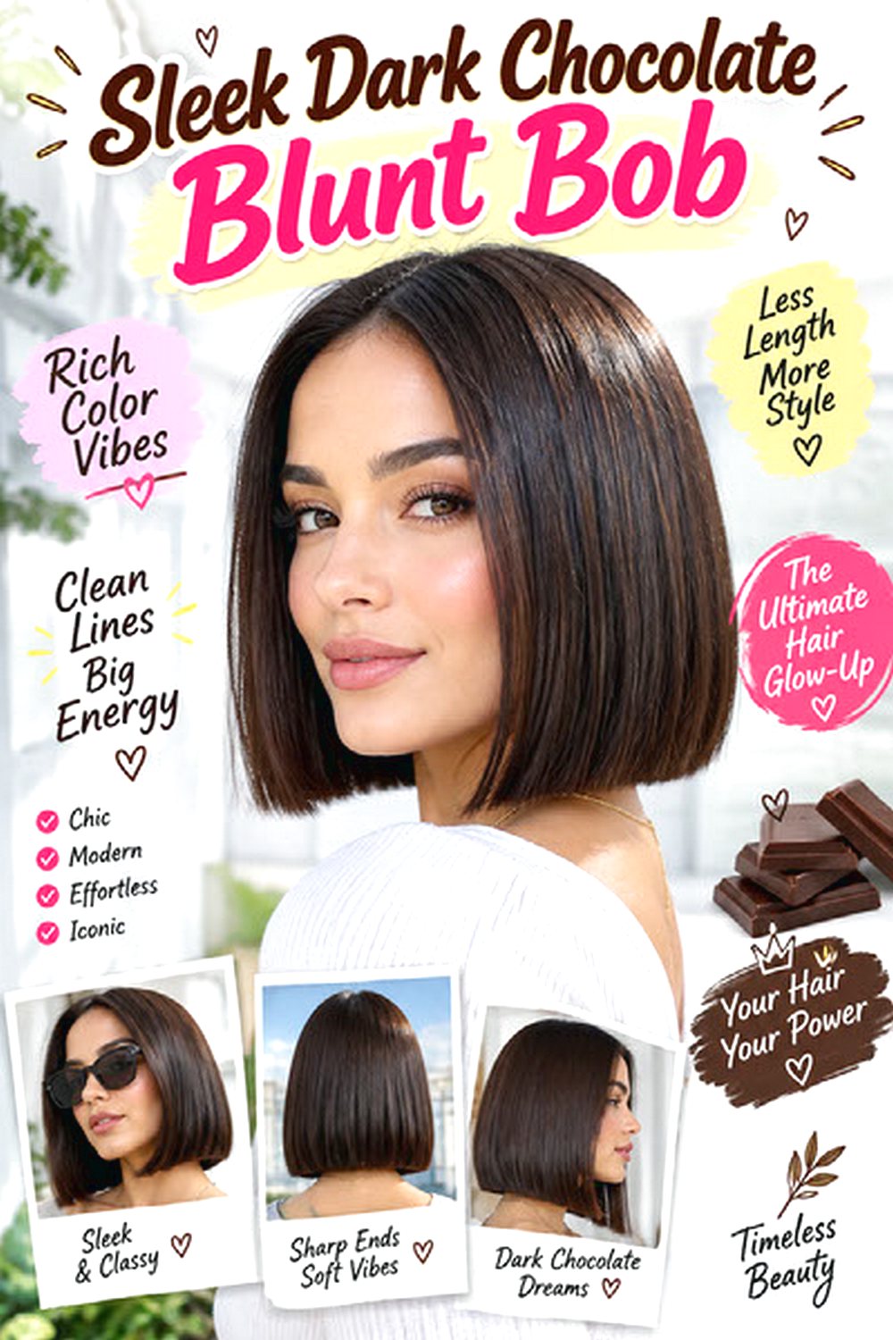 Sleek Dark Chocolate Blunt Bob