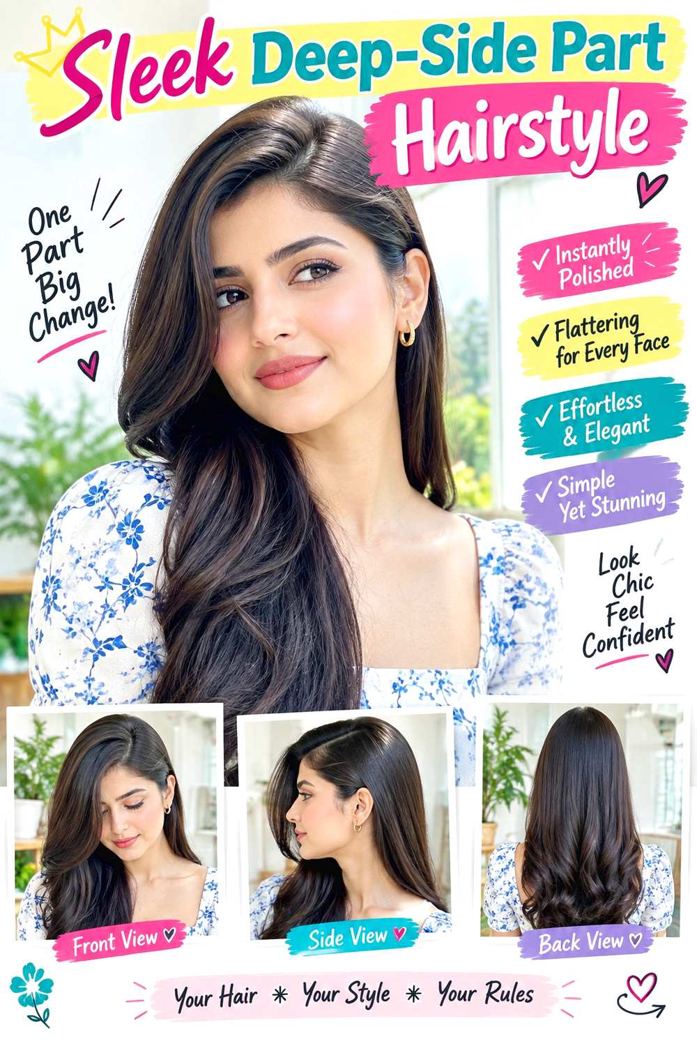 Sleek Deep-Side Part Hairstyle
