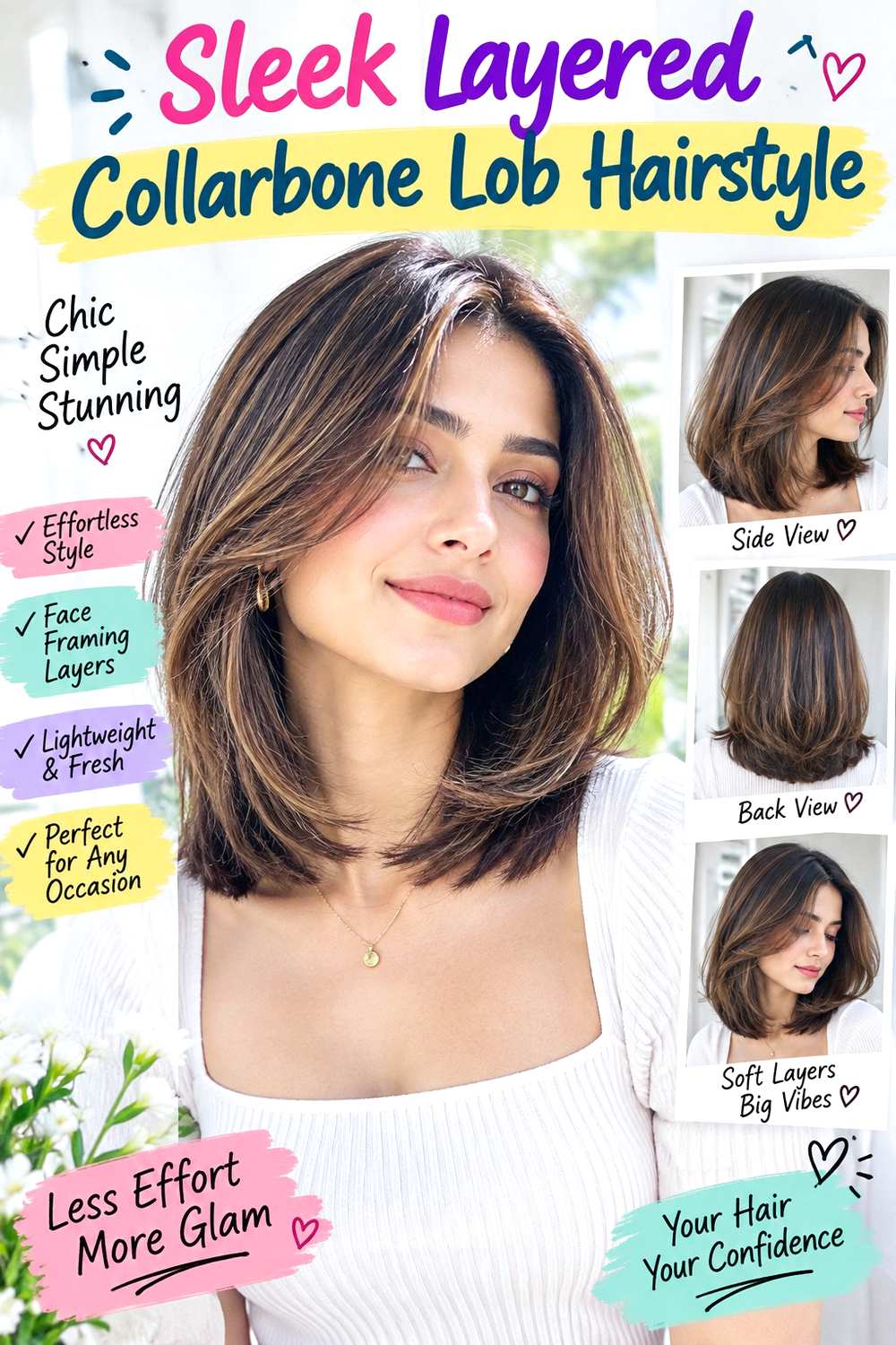 Sleek Layered Collarbone Lob Hairstyle