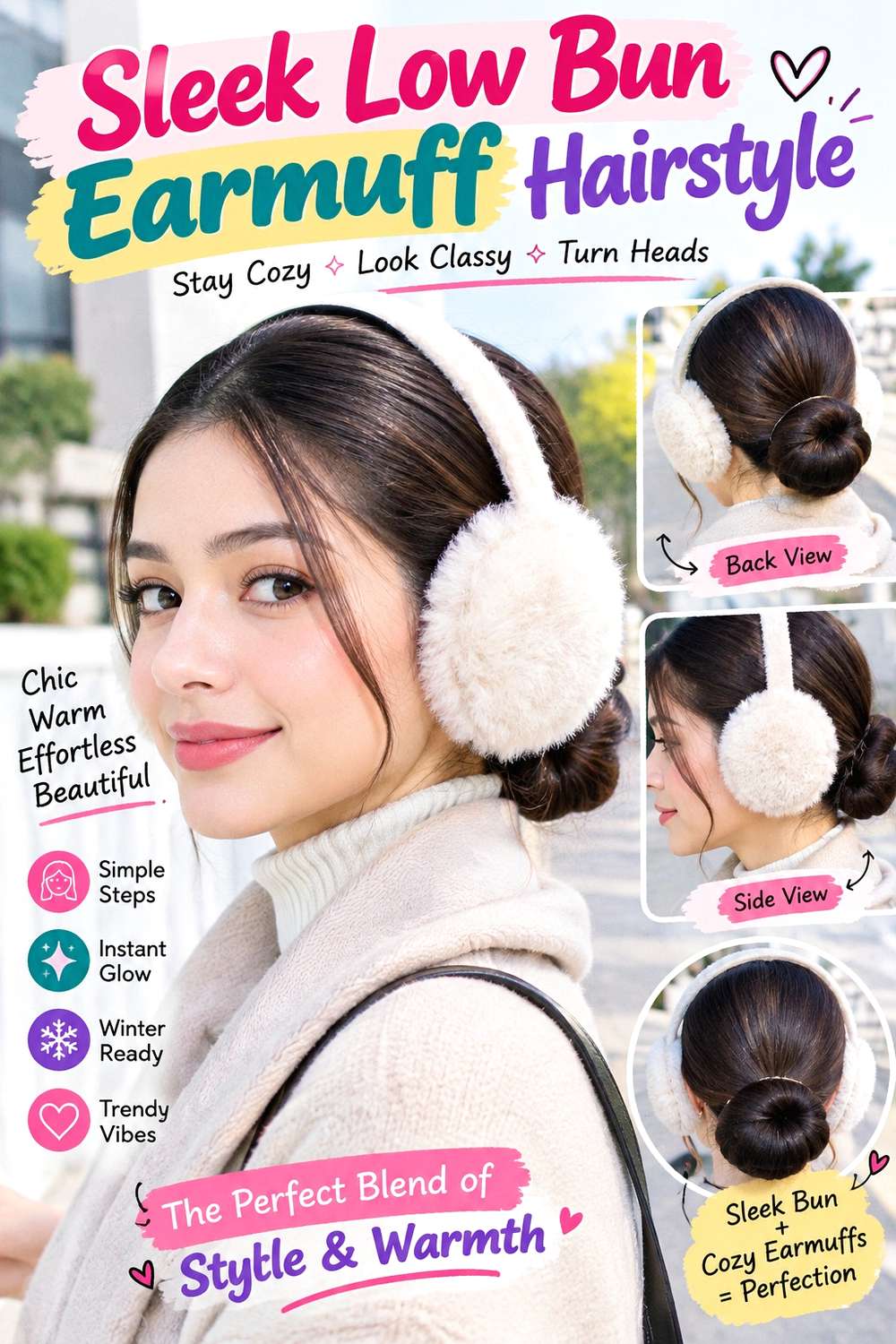 Sleek Low Bun Earmuff Hairstyle