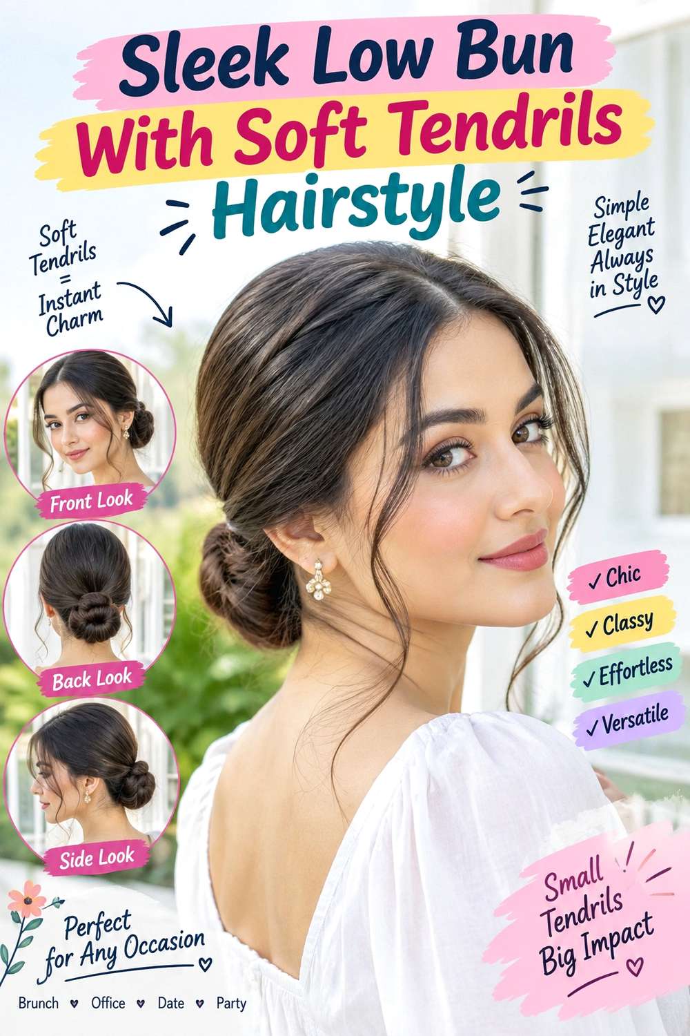 Sleek Low Bun With Soft Tendrils Hairstyle