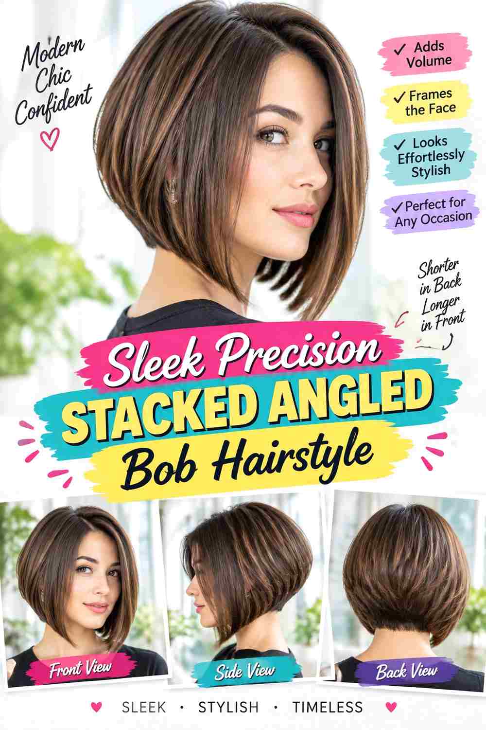 Sleek Precision Stacked Angled Bob Hairstyle