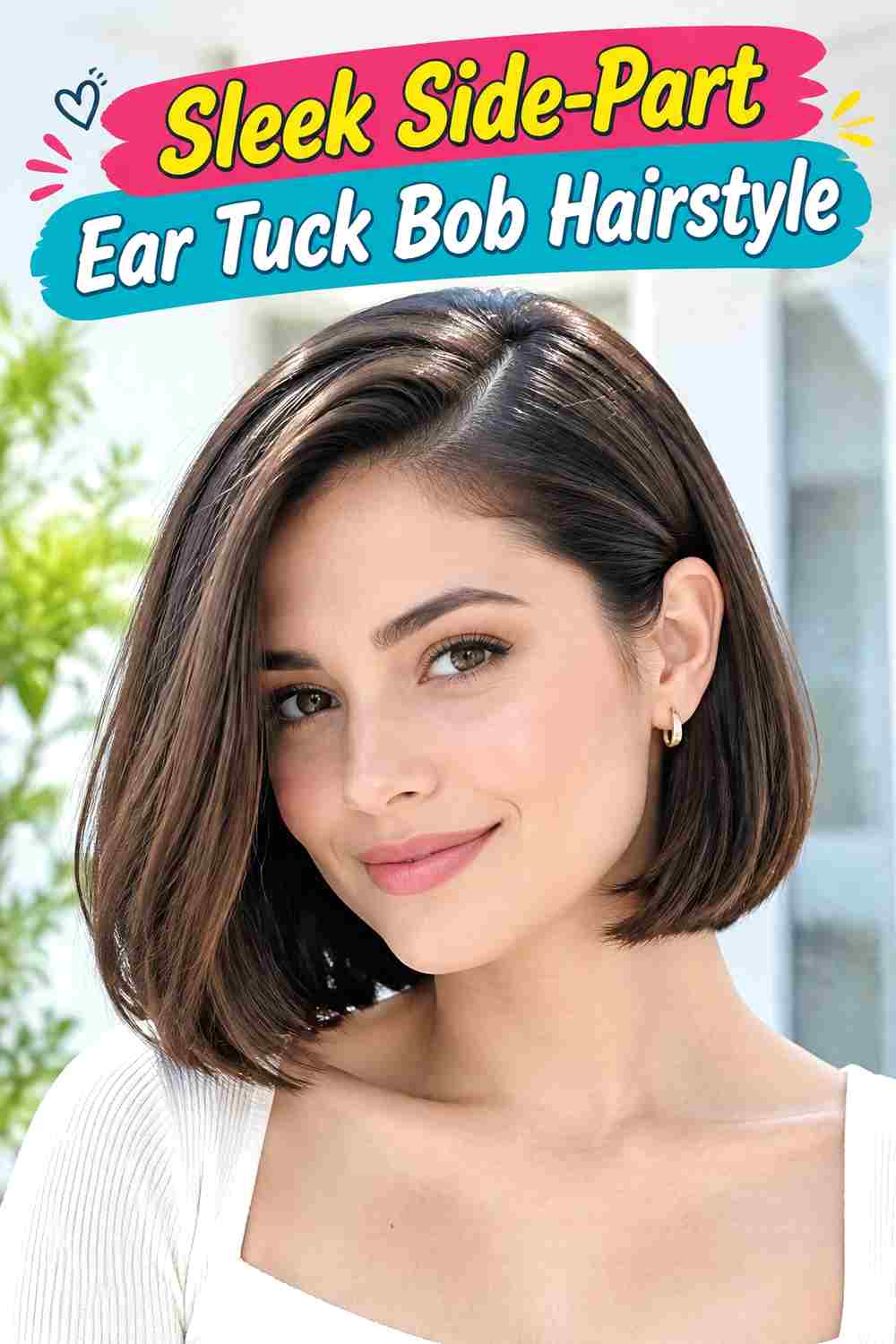 Sleek Side-Part Ear Tuck Bob Hairstyle