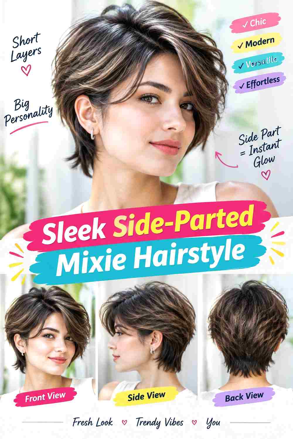 Sleek Side-Parted Mixie Hairstyle