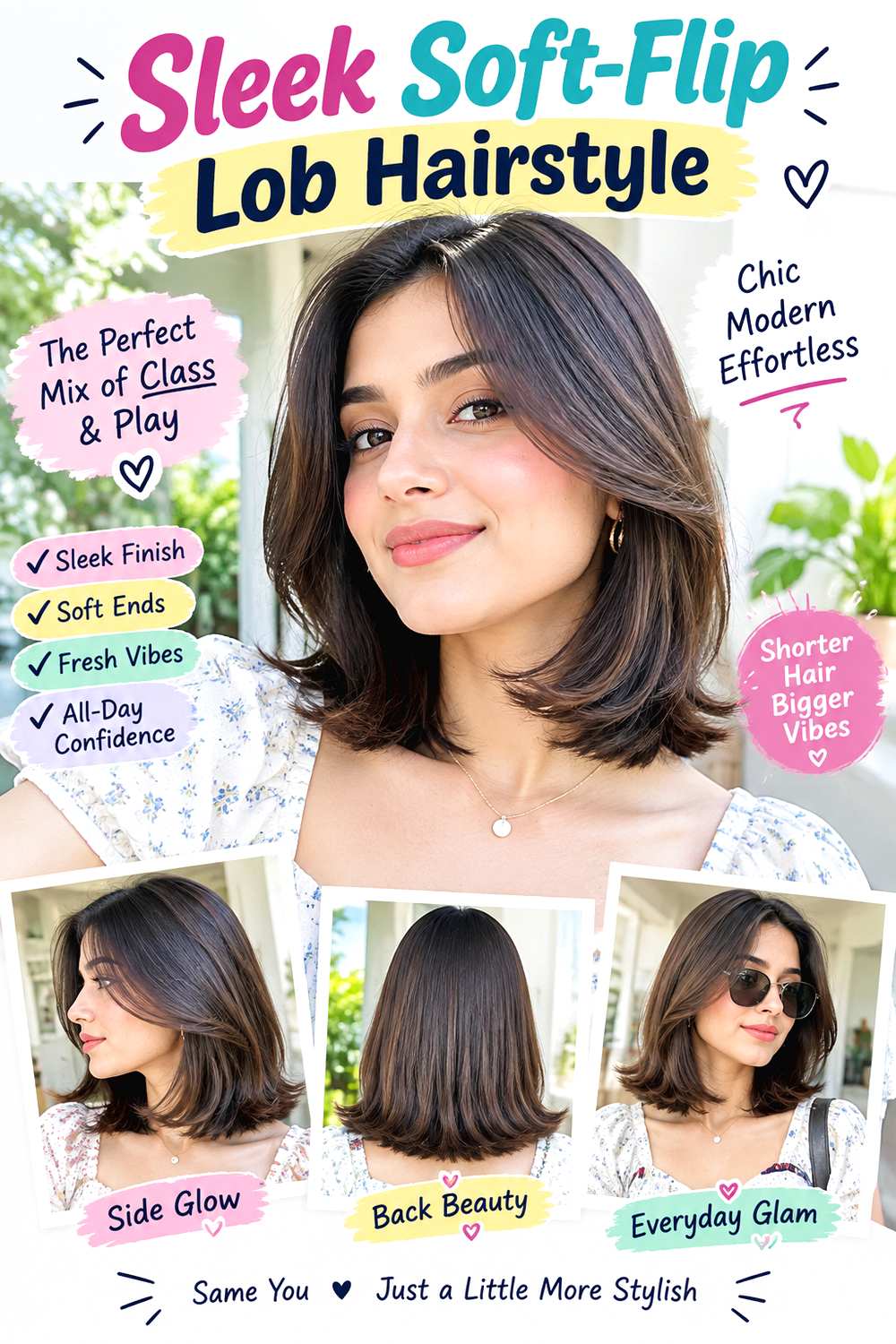Sleek Soft-Flip Lob Hairstyle