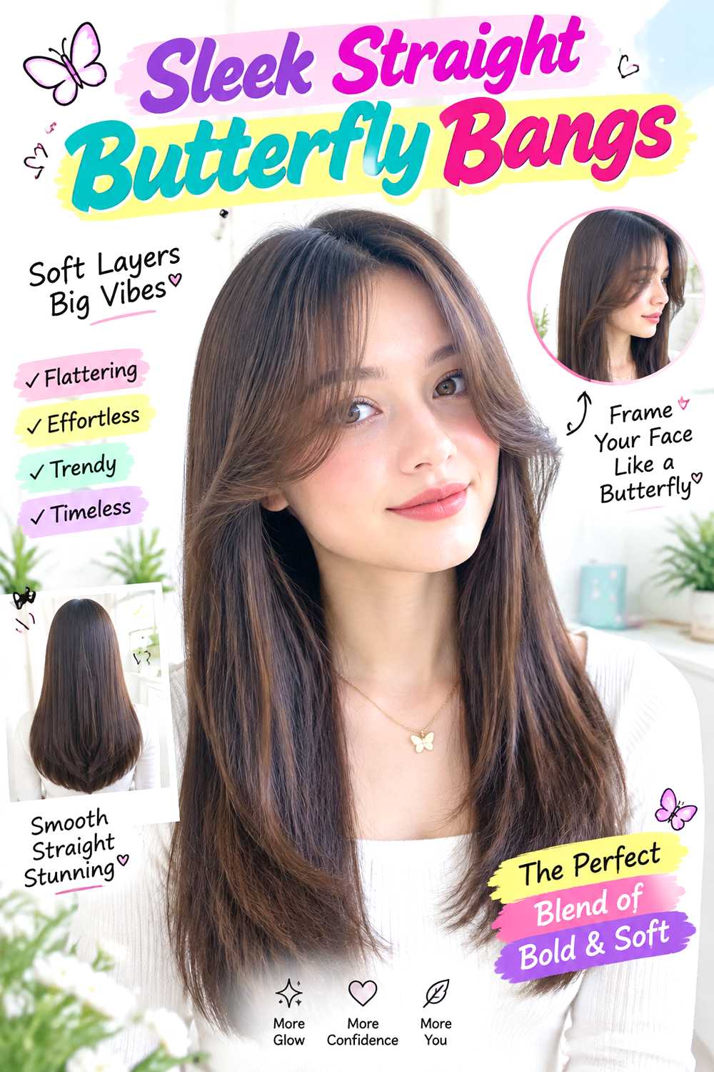 Sleek Straight Butterfly Bangs