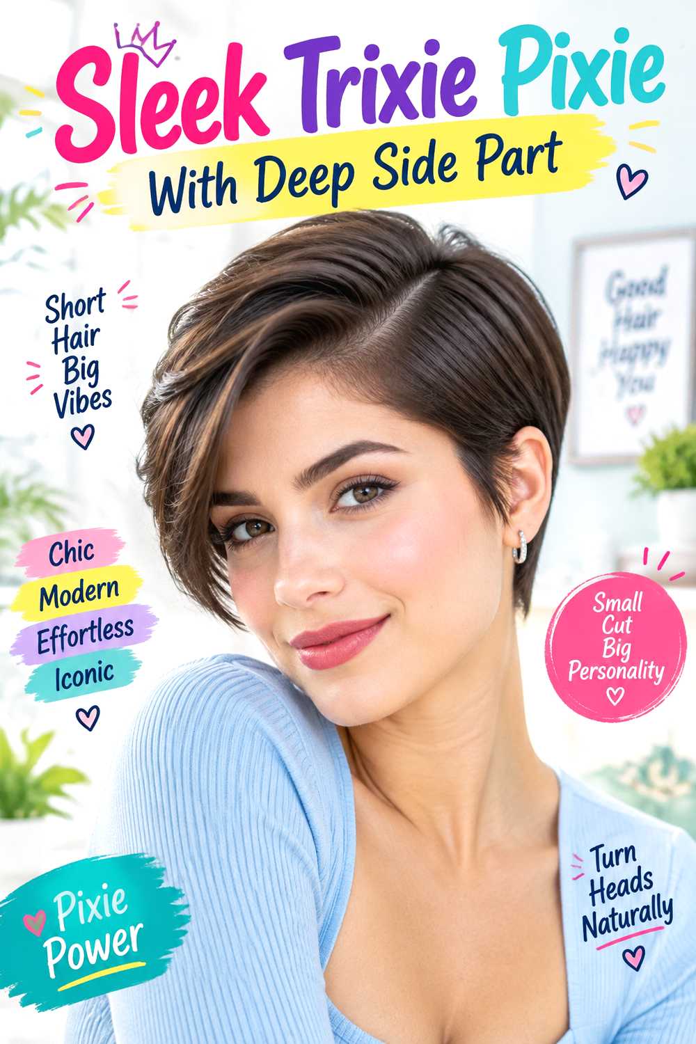 Sleek Trixie Pixie With Deep Side Part