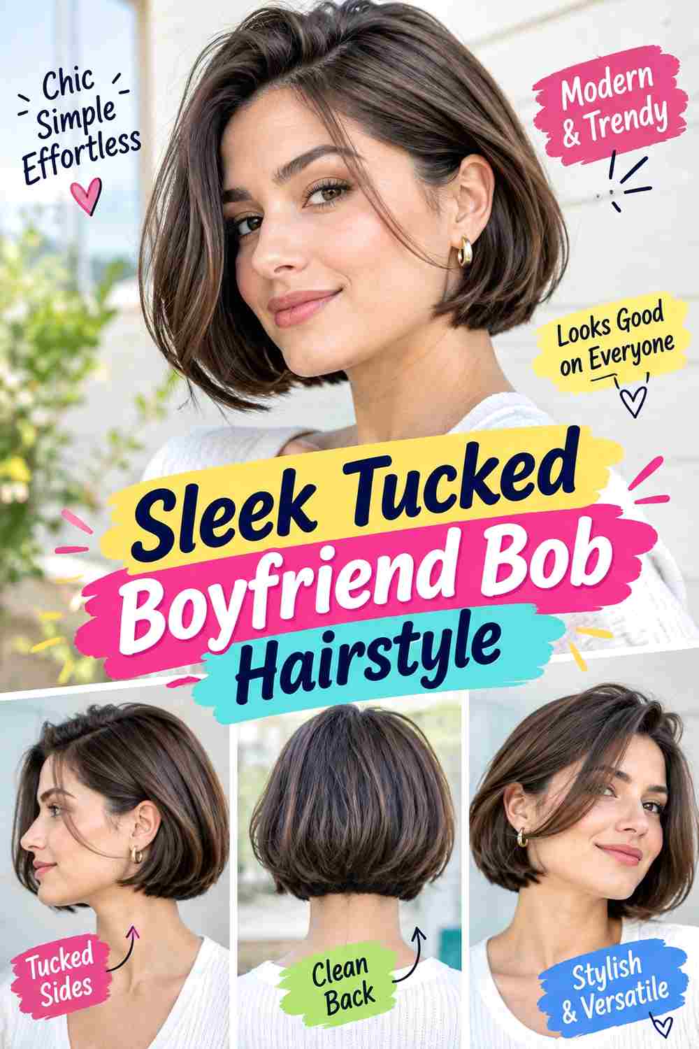 Sleek Tucked Boyfriend Bob Hairstyle